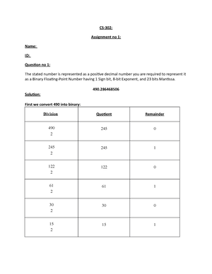 Digital Logic Design - Assignment No 2 Cs302 - Digital Logic Design ...