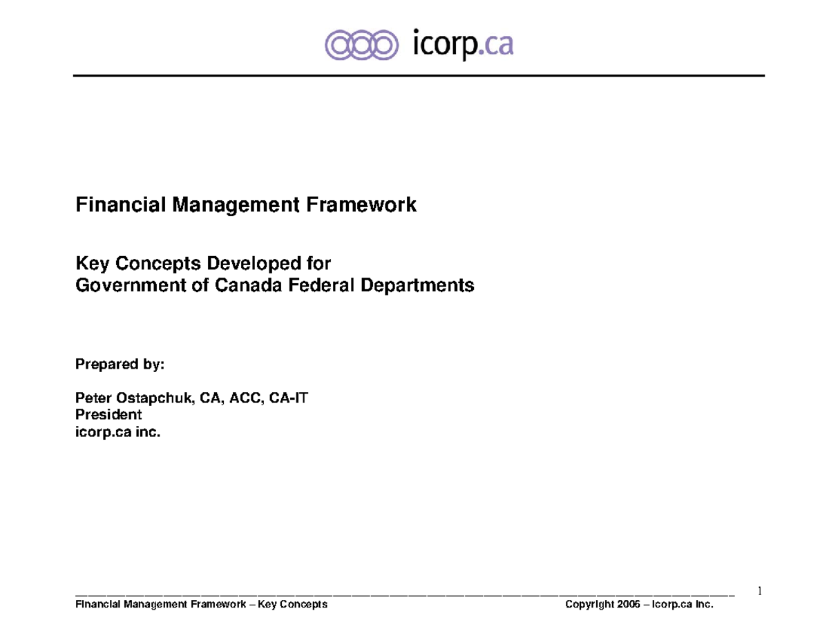 Financial Management Framework Key Concepts - - Studocu