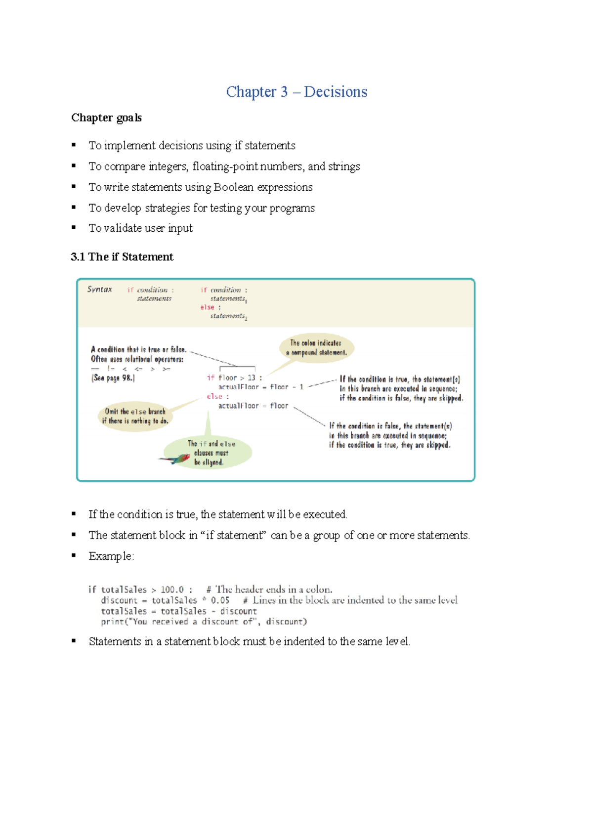 Chapter-3-Decisions - Sammendrag - Chapter 3 – Decisions Chapter goals ...