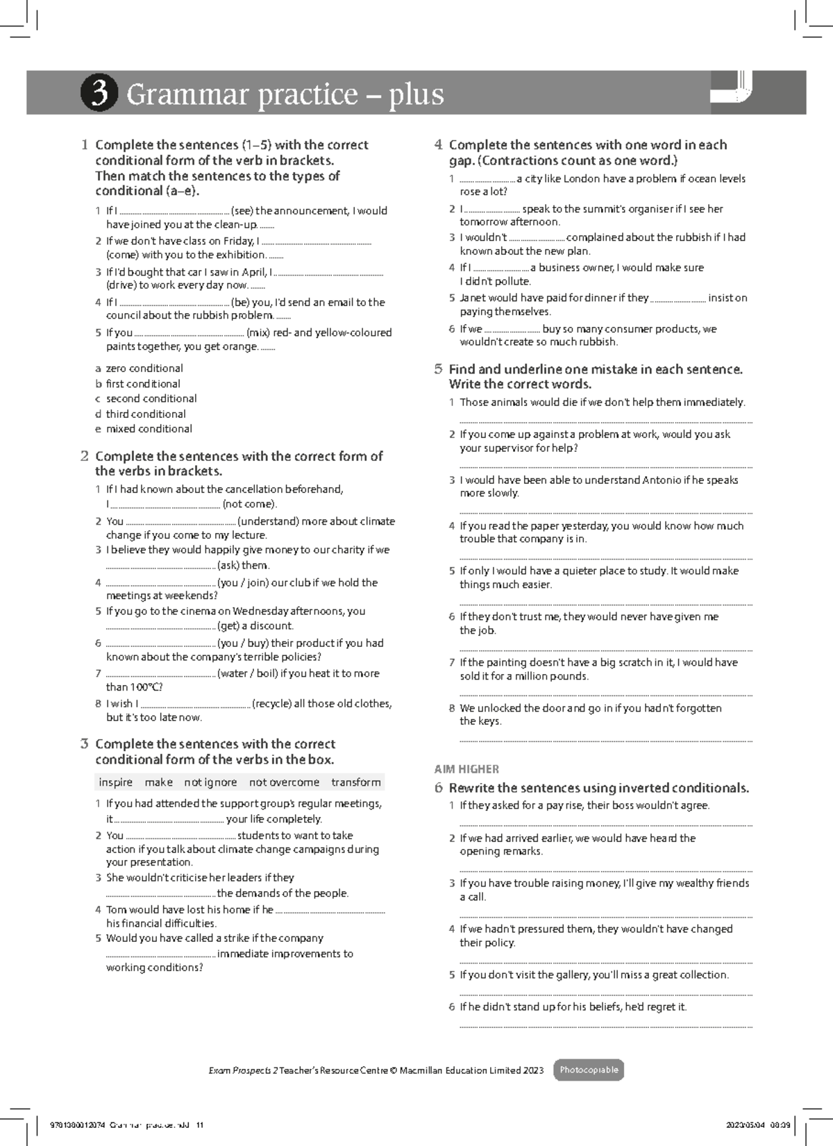 EP U03 Grammar Practice plus - Grammar practice – plus Exam Prospects 2 ...