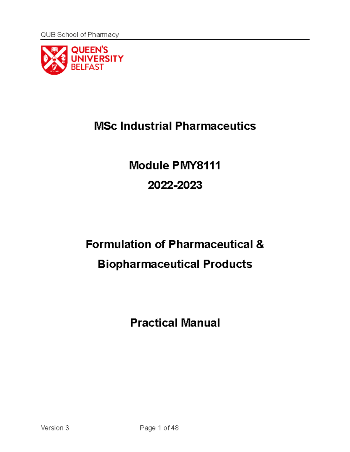PMY8111+Manual+2022 23 Final 12 - MSc Industrial Pharmaceutics Module ...