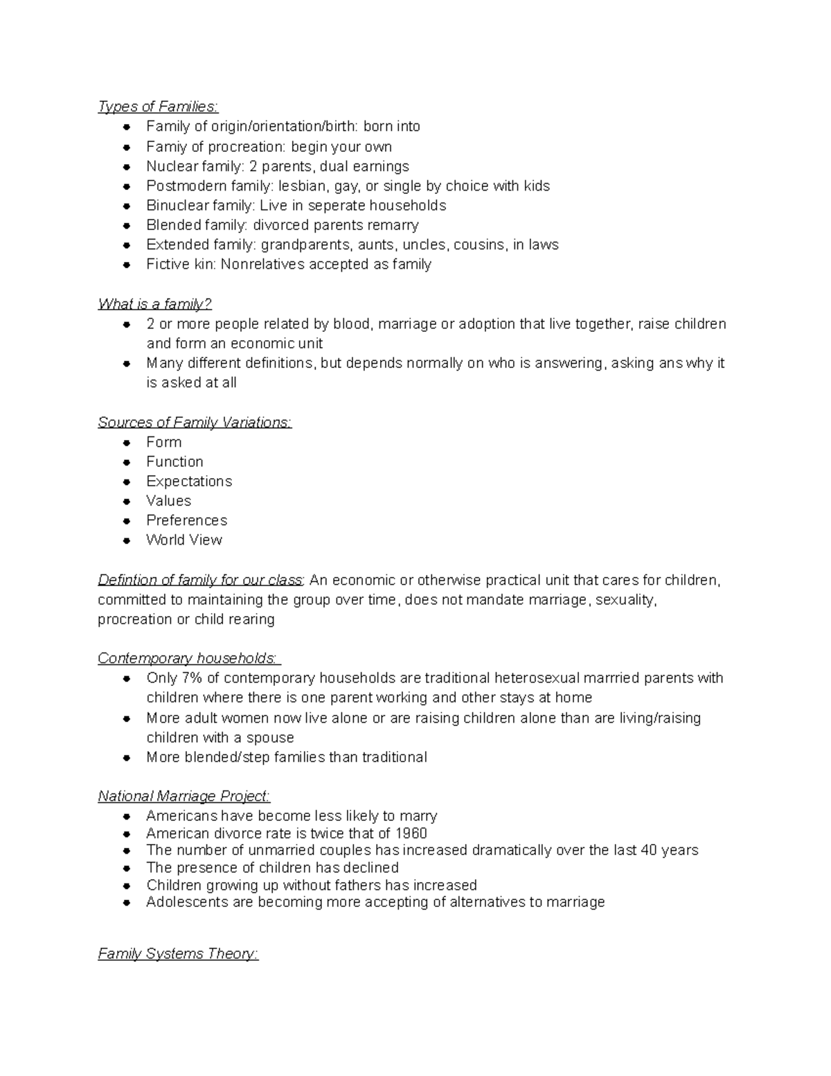 FMST Chapter 2 Notes - Types of Families: Family of origin/orientation ...