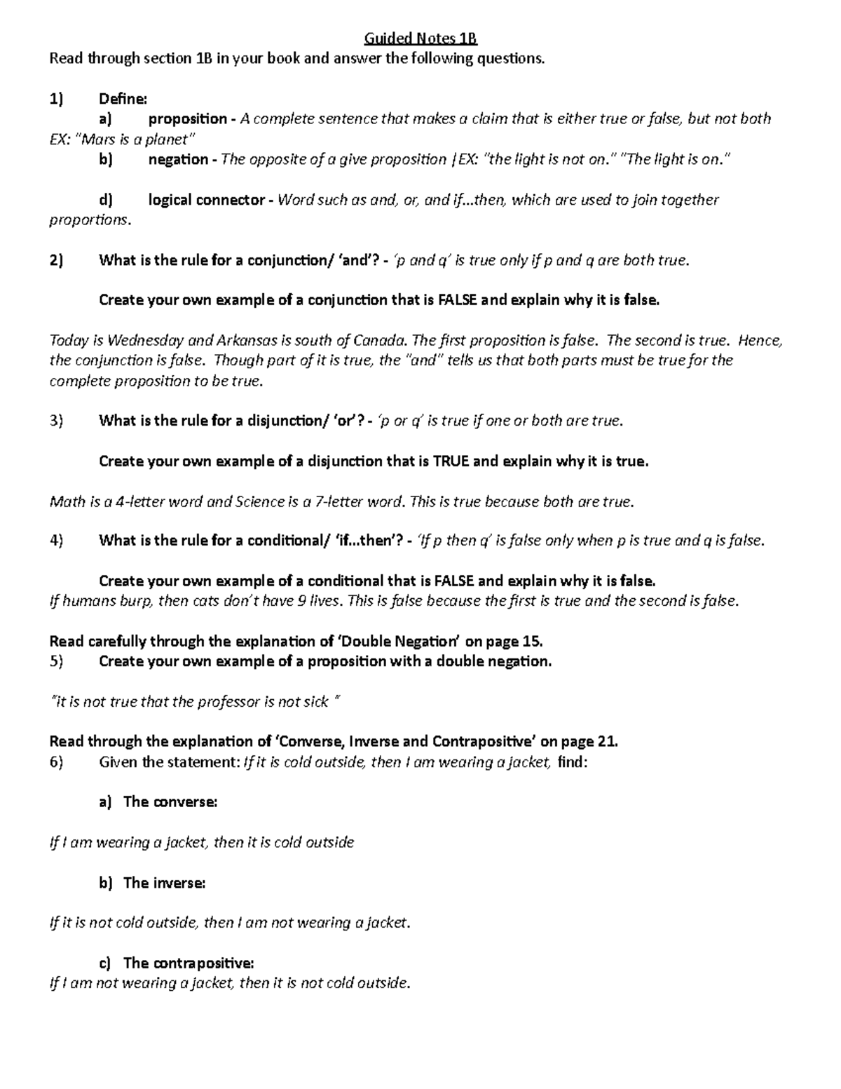 Guided Notes (1B) - Guided Notes 1B Read Through Section 1B In Your ...