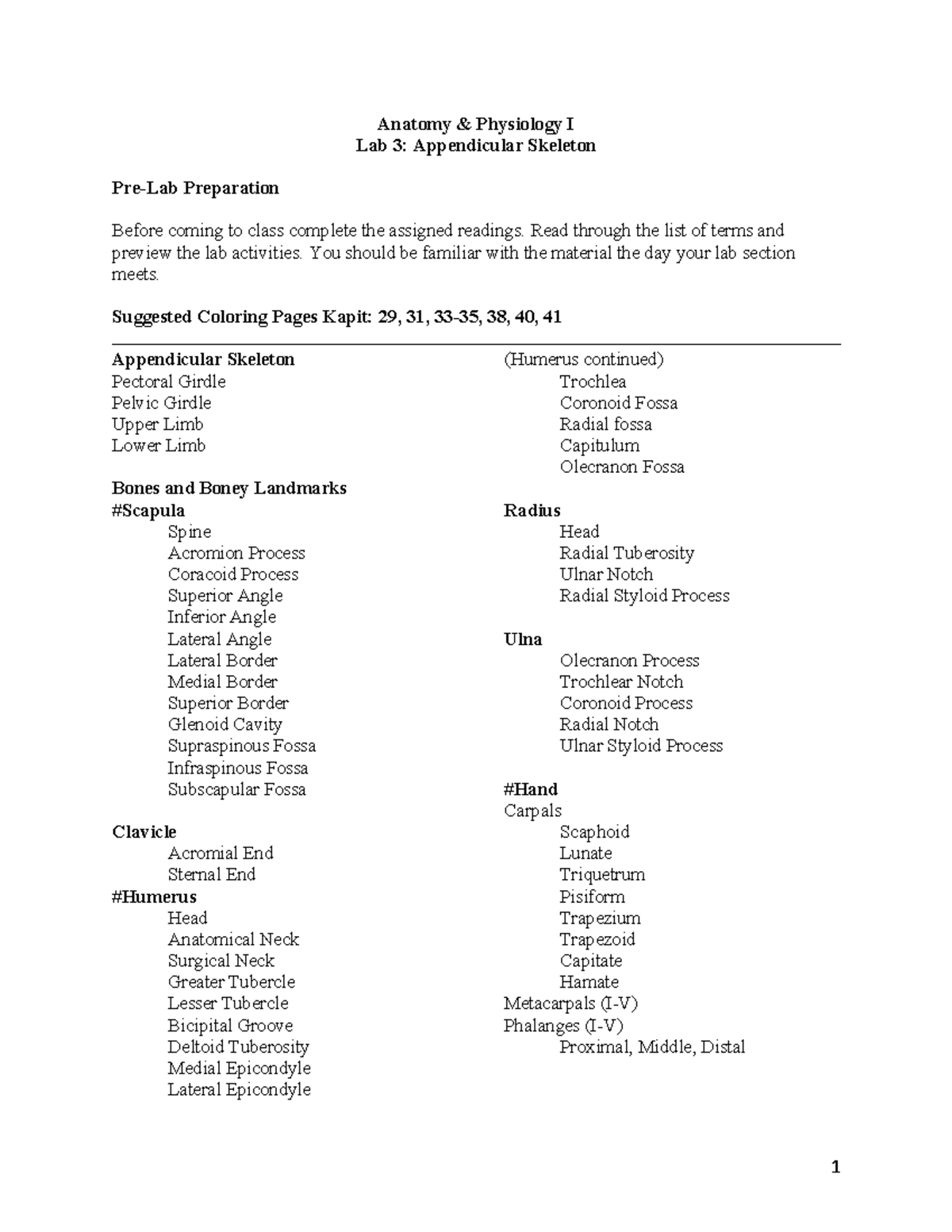 Lab+3+Packet+Appendicular+Skeleton - Anatomy & Physiology I Lab 3 ...