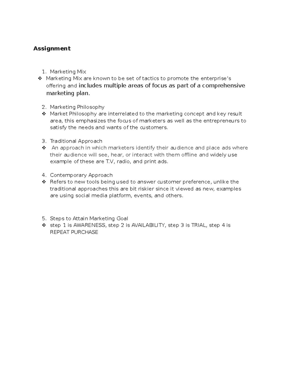 Entrepreneurship Marketing - Assignment - Assignment Marketing Mix ...