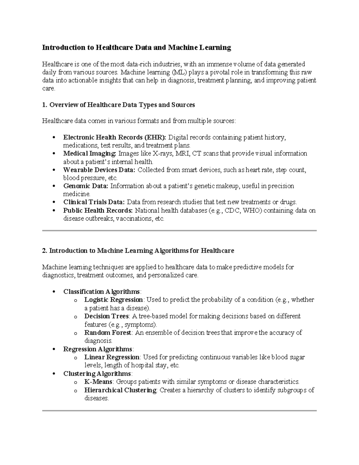 Introduction to Healthcare Data and Machine Learning - Machine learning ...