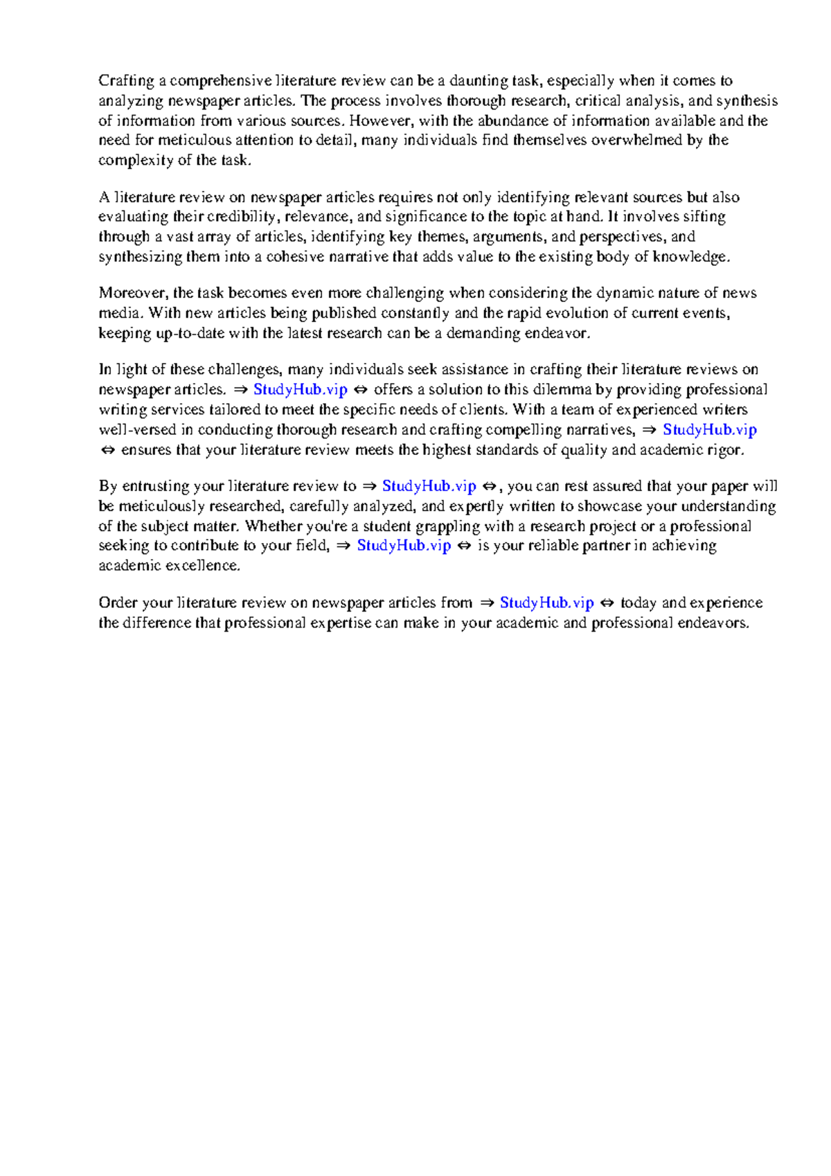 Newspaper Literature Review - Crafting a comprehensive literature ...