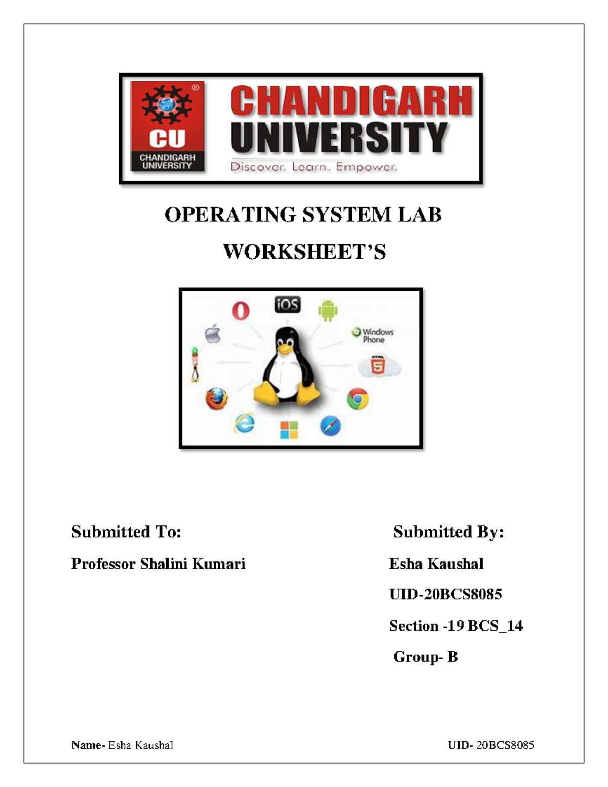 Operating System worksheet 1st - OPERATING SYSTEM LAB WORKSHEET’S ...