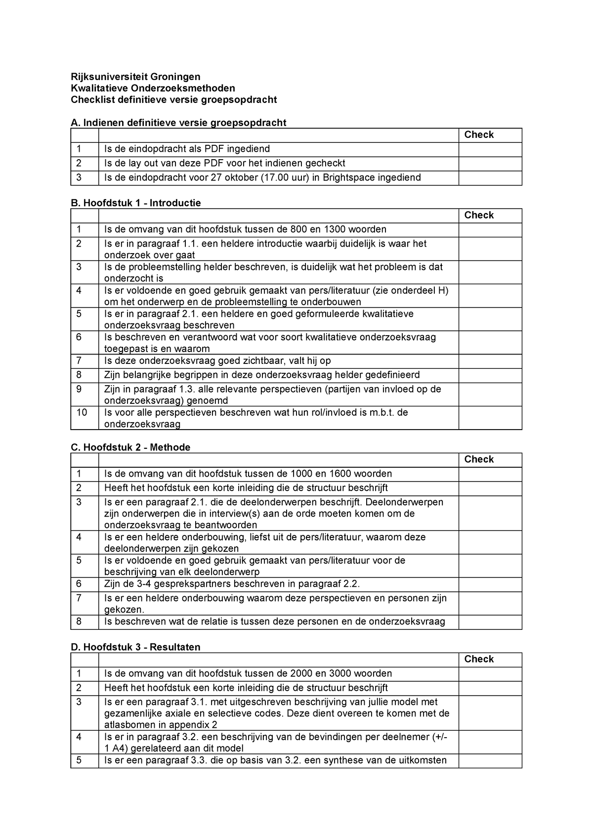 Checklist Eindopdracht Kwalitatieve Onderzoeksmethoden 2023-2024 ...