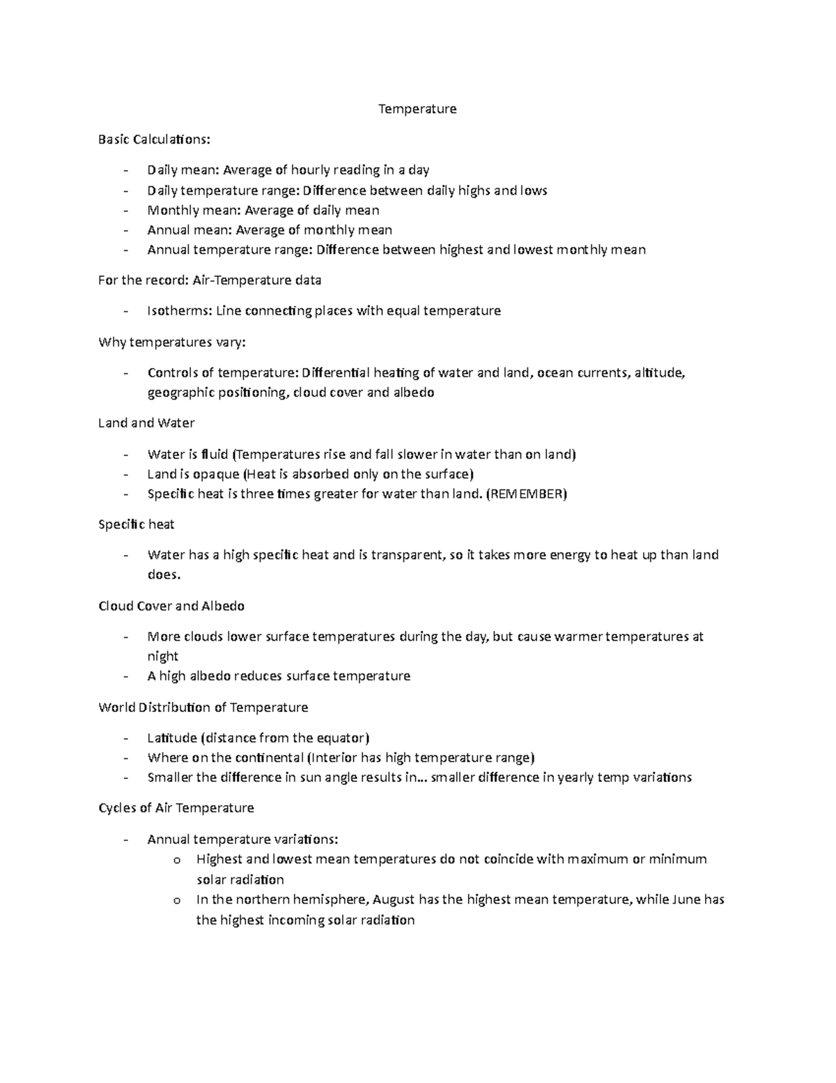Weather and Climate Chapter Three Temperature Basic Calculations