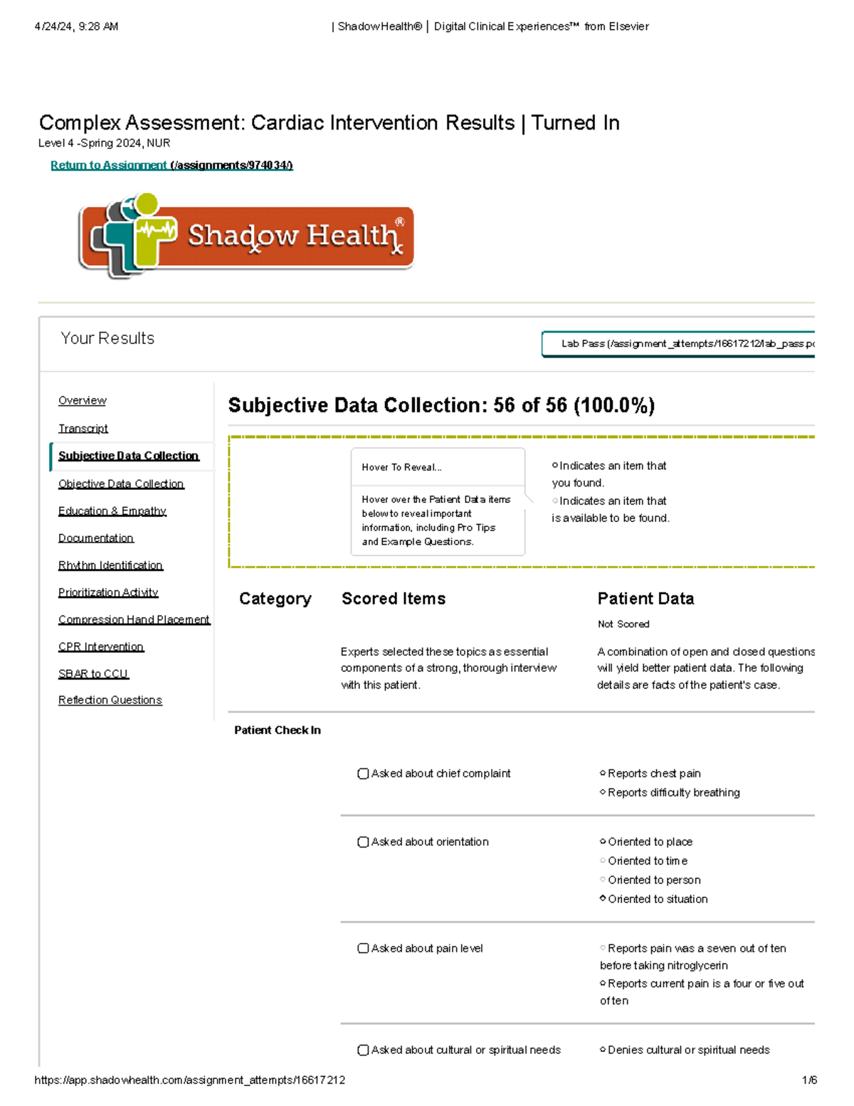 Complex Assessment Cardiac Intervention James Morris subjective ...