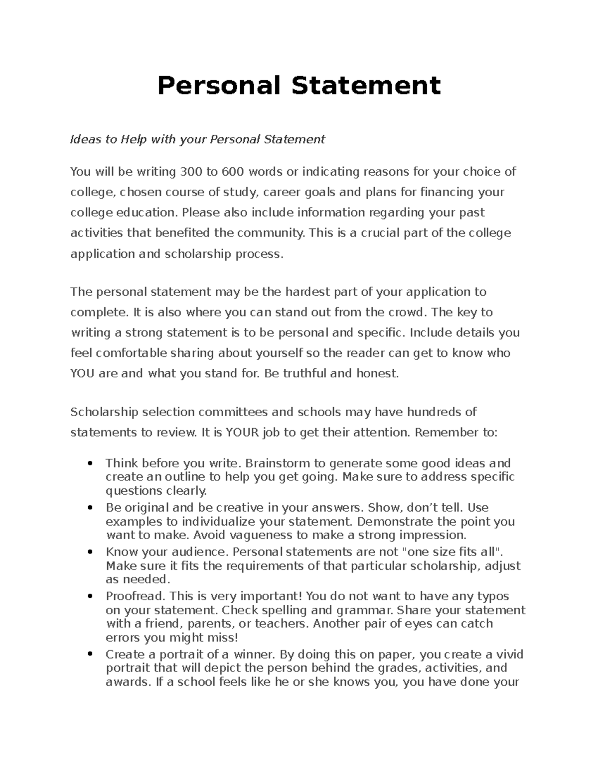 Personal Statement - Personal Statement Ideas to Help with your ...