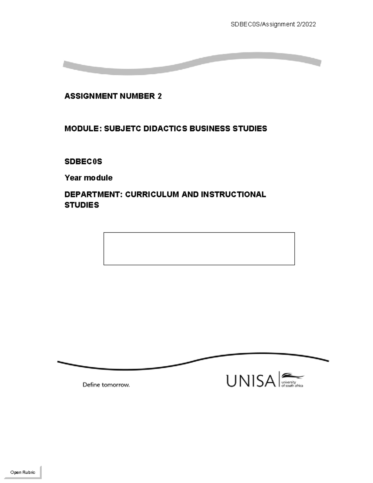 ASSIGNMENT 2 SDBECOS - SDBEC0S/Assignment 2/ ASSIGNMENT NUMBER 2 MODULE ...