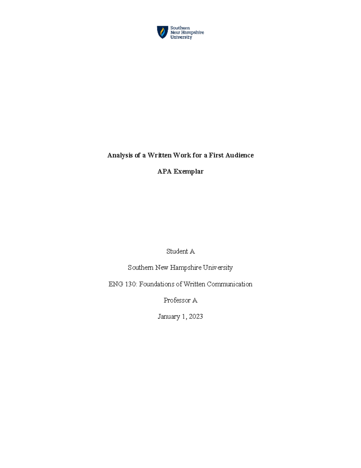 ENG 130 Module Five Analysis of a Written Work for a First Audience APA ...