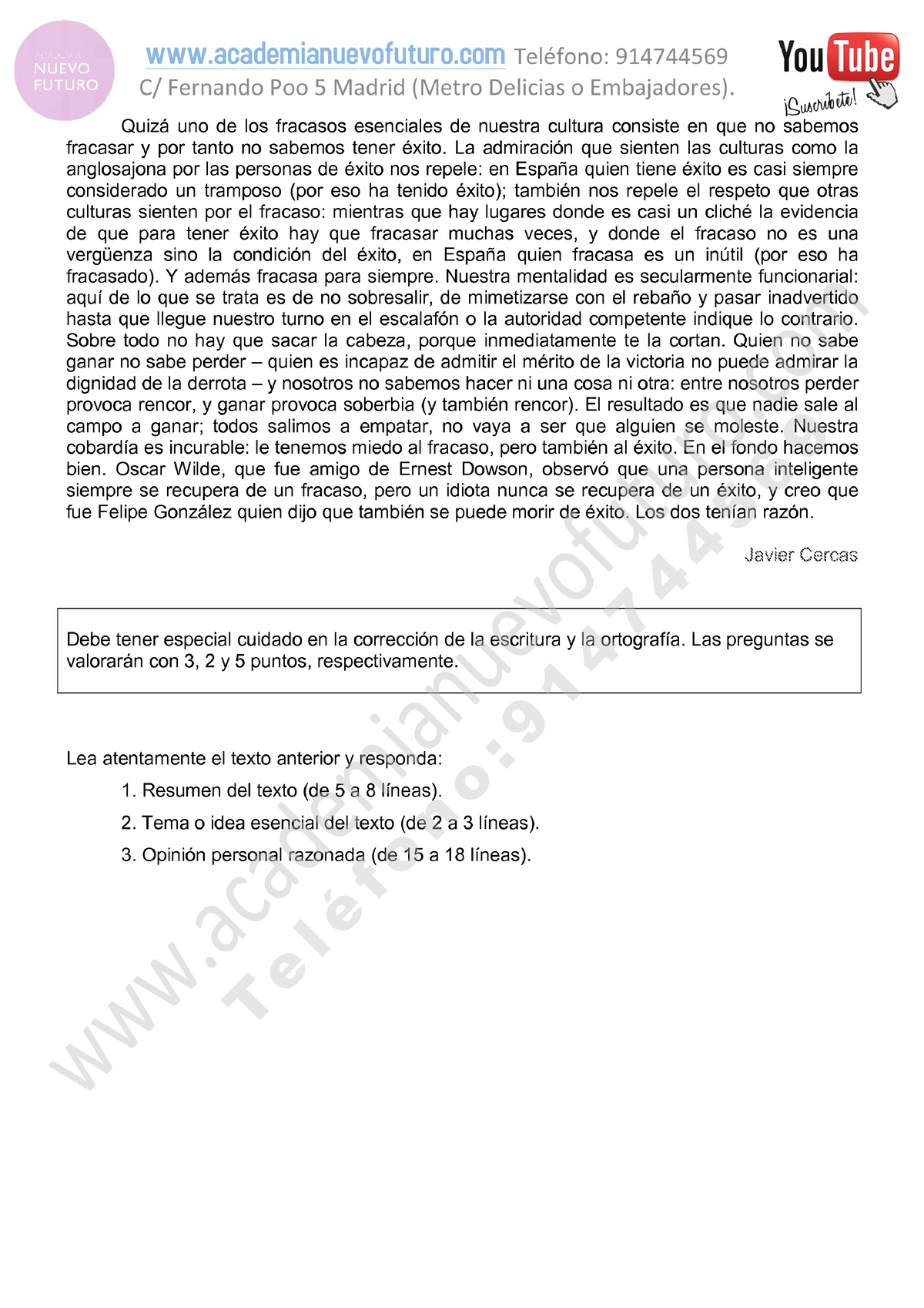 Examen Comentario De Texto Uned Mayores 25 Junio 2012 Enunciado