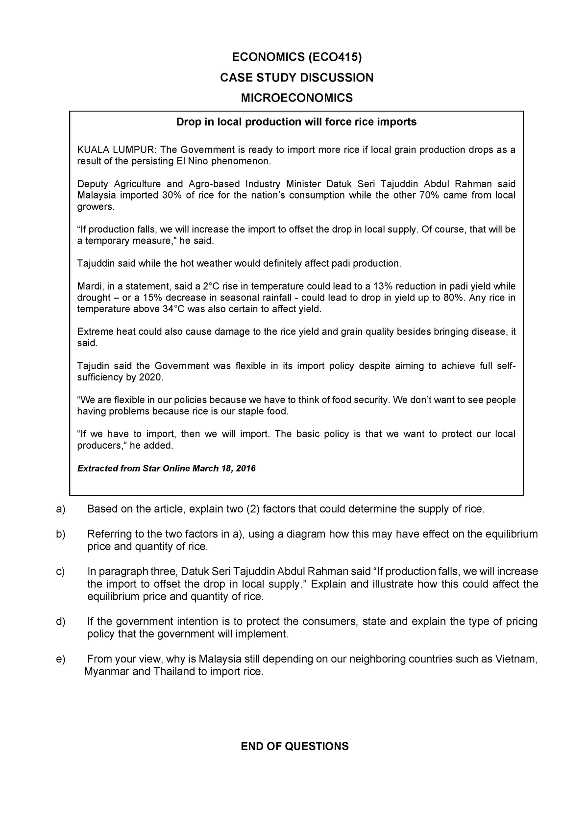 case study of micro economics