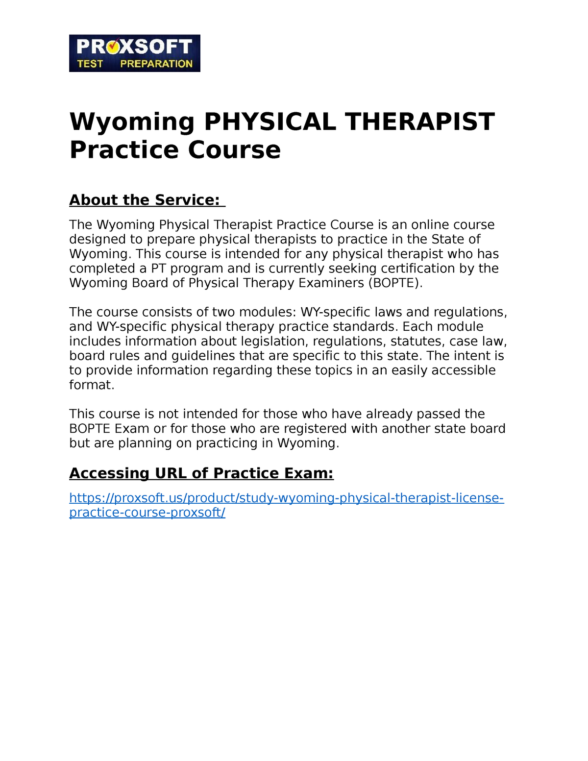 Wyoming PHYSICAL THERAPIST Practice Course Wyoming PHYSICAL THERAPIST   Thumb 1200 1553 