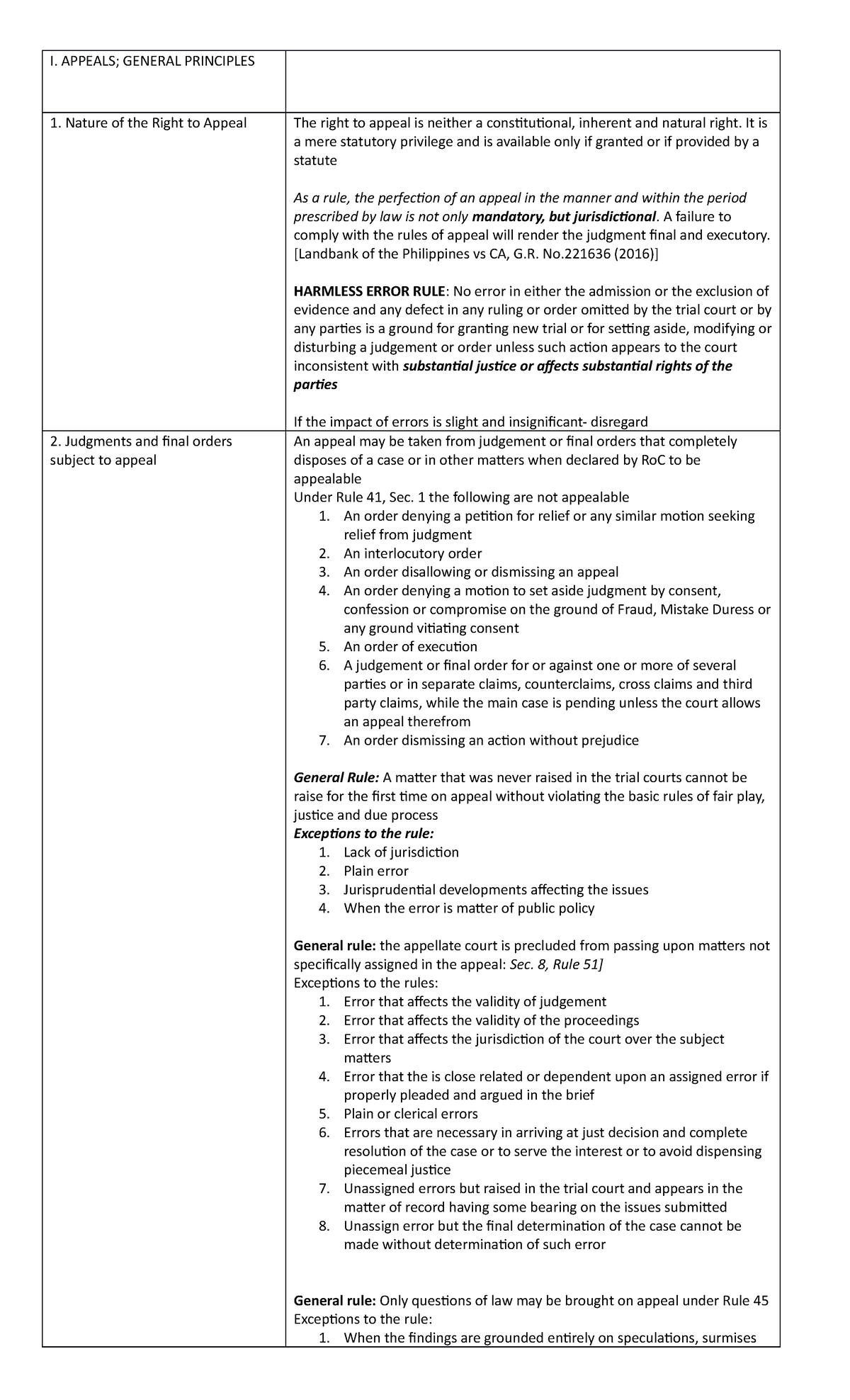 My reviewer - I. APPEALS; GENERAL PRINCIPLES Nature of the Right to ...