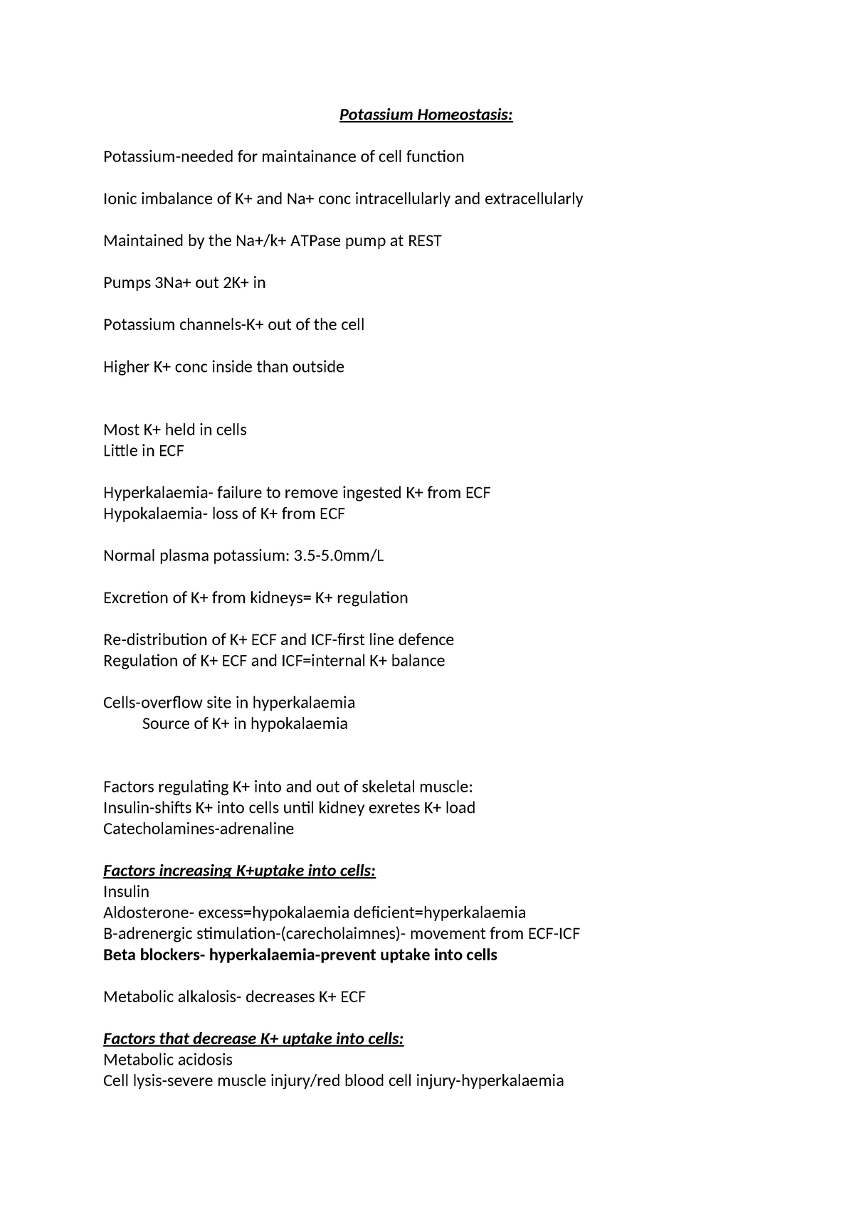 Potassium Homeostasis - Potassium Homeostasis: Potassium-needed for ...