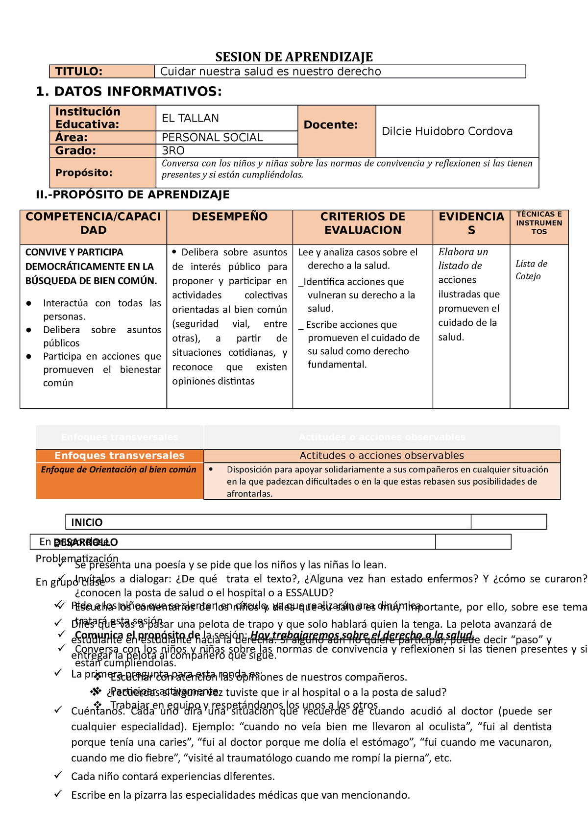 Sesion DE Aprendizaje DEL DIA Viernes 19 DE MAYO DEL 2023 Dilcie ...