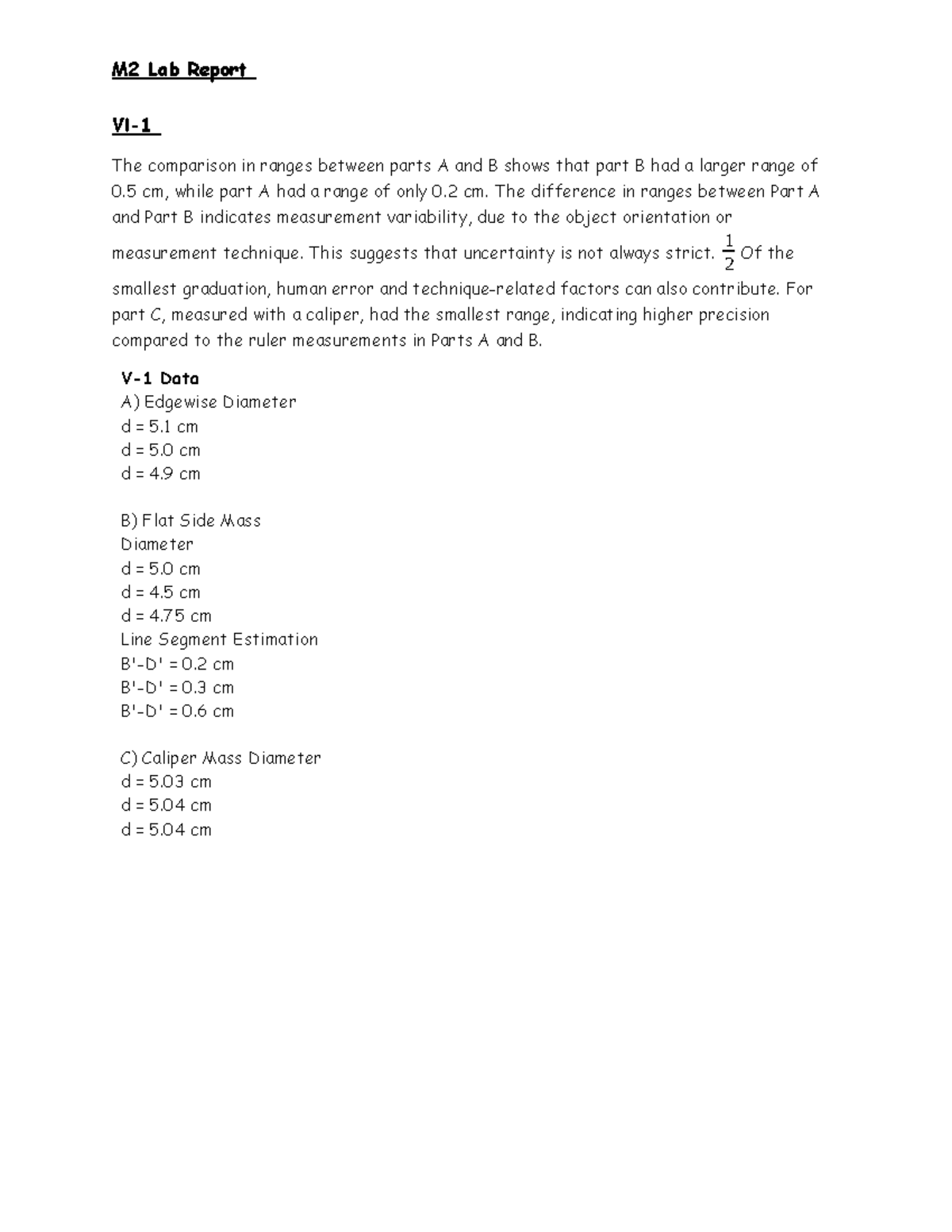 M2 Lab Reoprt - this lab got me a 152/152 - Vl- The comparison in ...