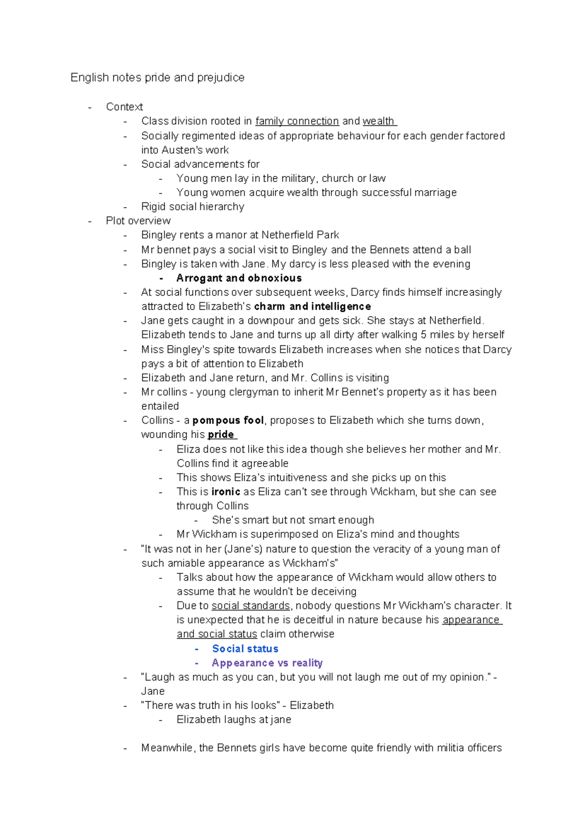 English notes pride and pejudice - English notes pride and prejudice ...