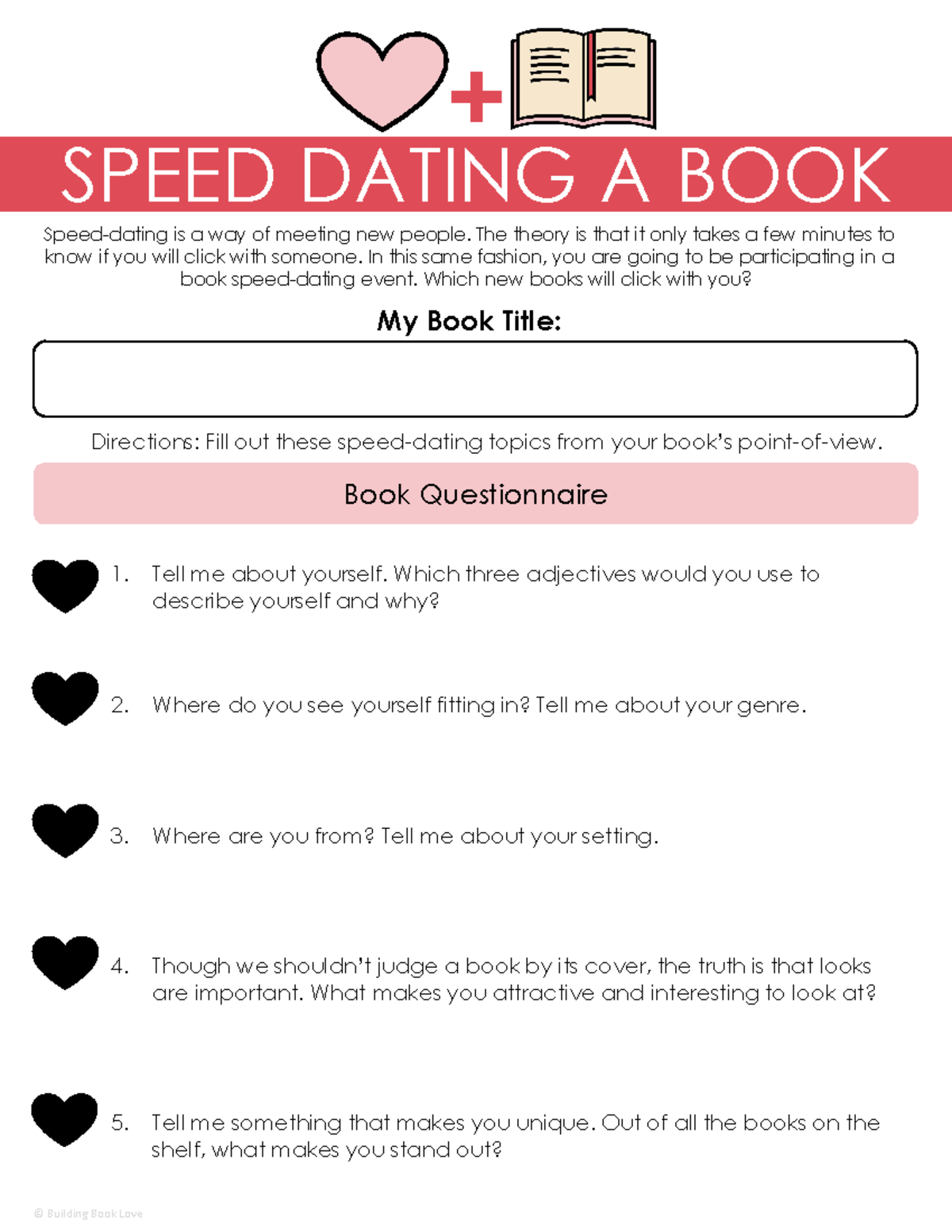 Freebook Speed Dating Afunfreechoicereadingactivityandbookproject-1 ...