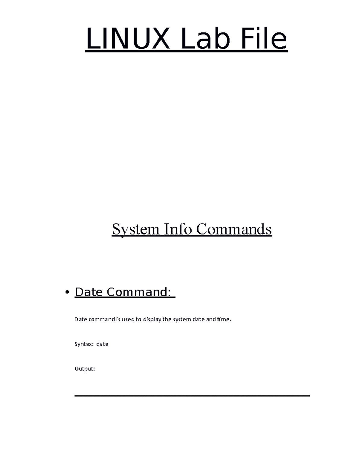 Linux Lab File these are my assignments Introduction to management