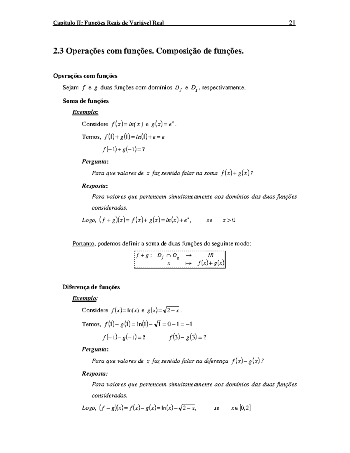 Composição de funções - alguns materiais bons. - 2 Operações com ...