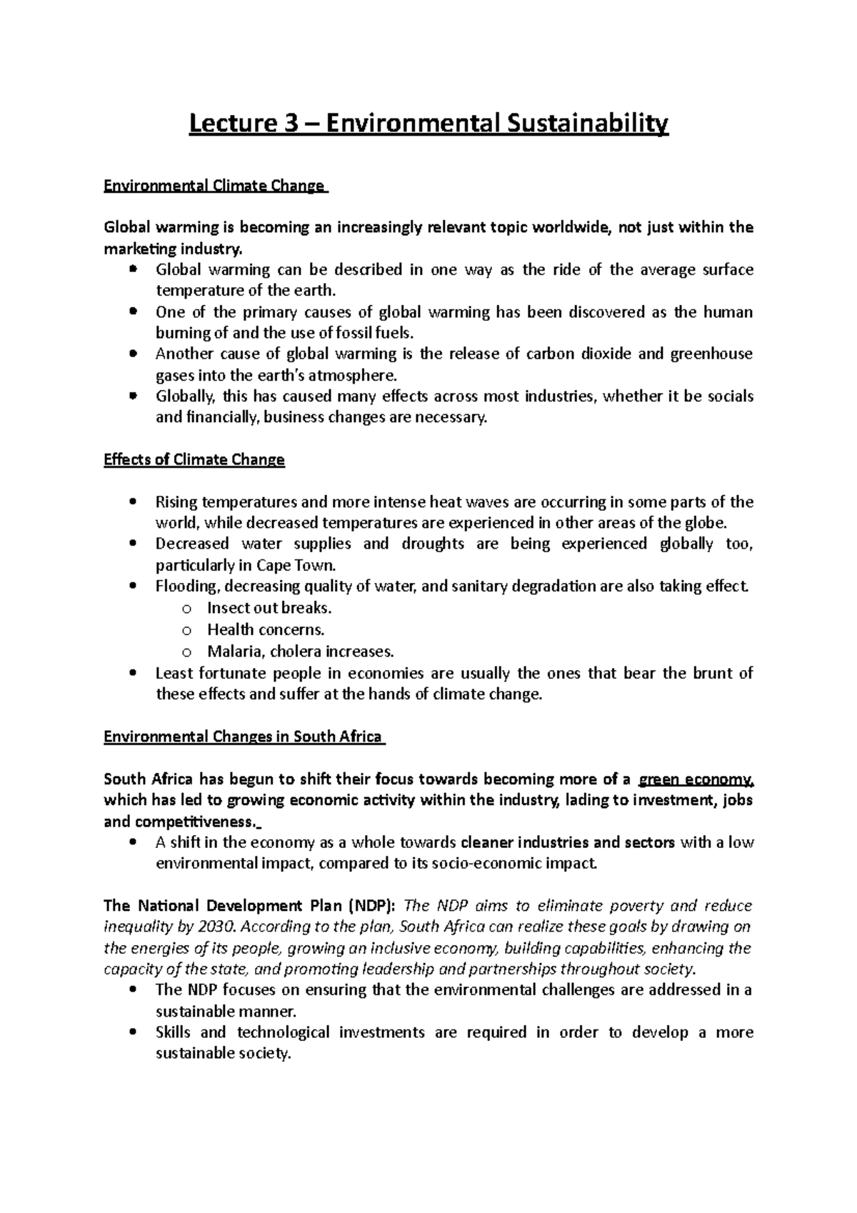 Lecture 3 – Environmental Sustainability - Lecture 3 – Environmental ...