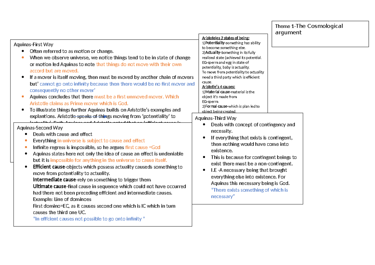 eduqas a level rs - Aquinas-First Way Often referred to as motion or ...