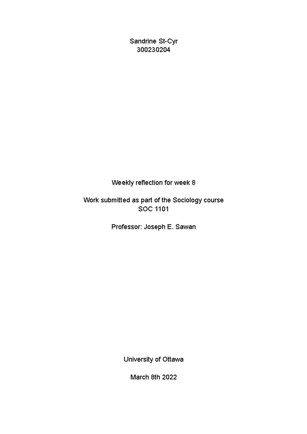 WEEKLY REFLECTION 8 (CHAPTER 9) - Sandrine St-Cyr 300230204 Weekly ...