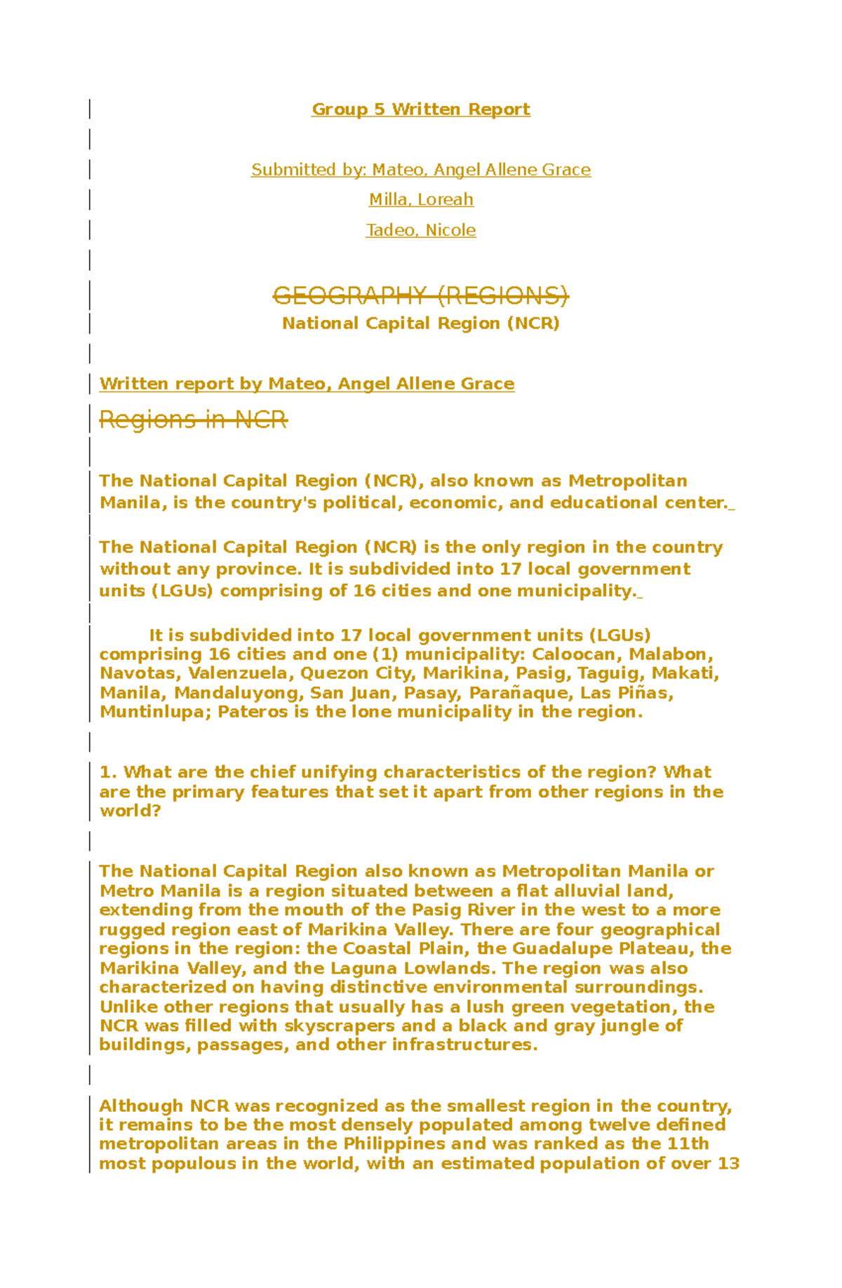 Group 5 Written Report - Group 5 Written Report Submitted by: Mateo ...