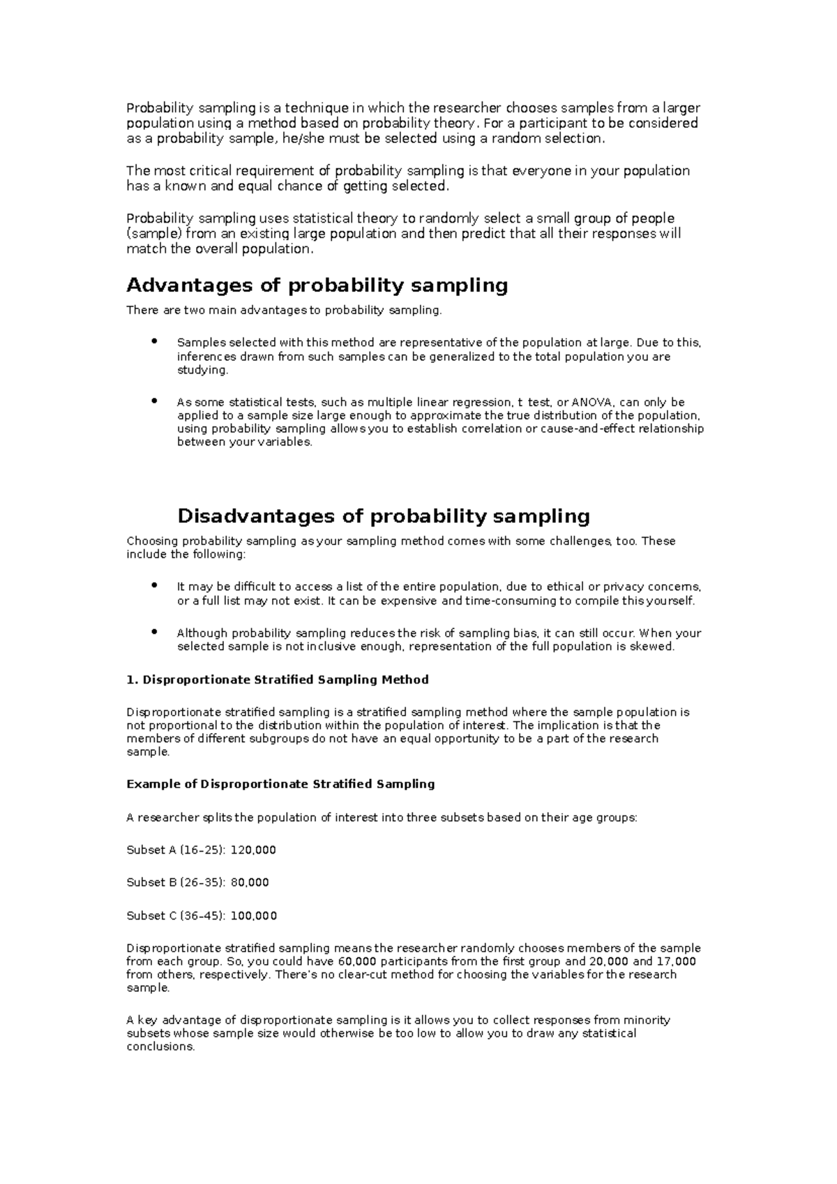 Probability sampling - For a participant to be considered as a ...