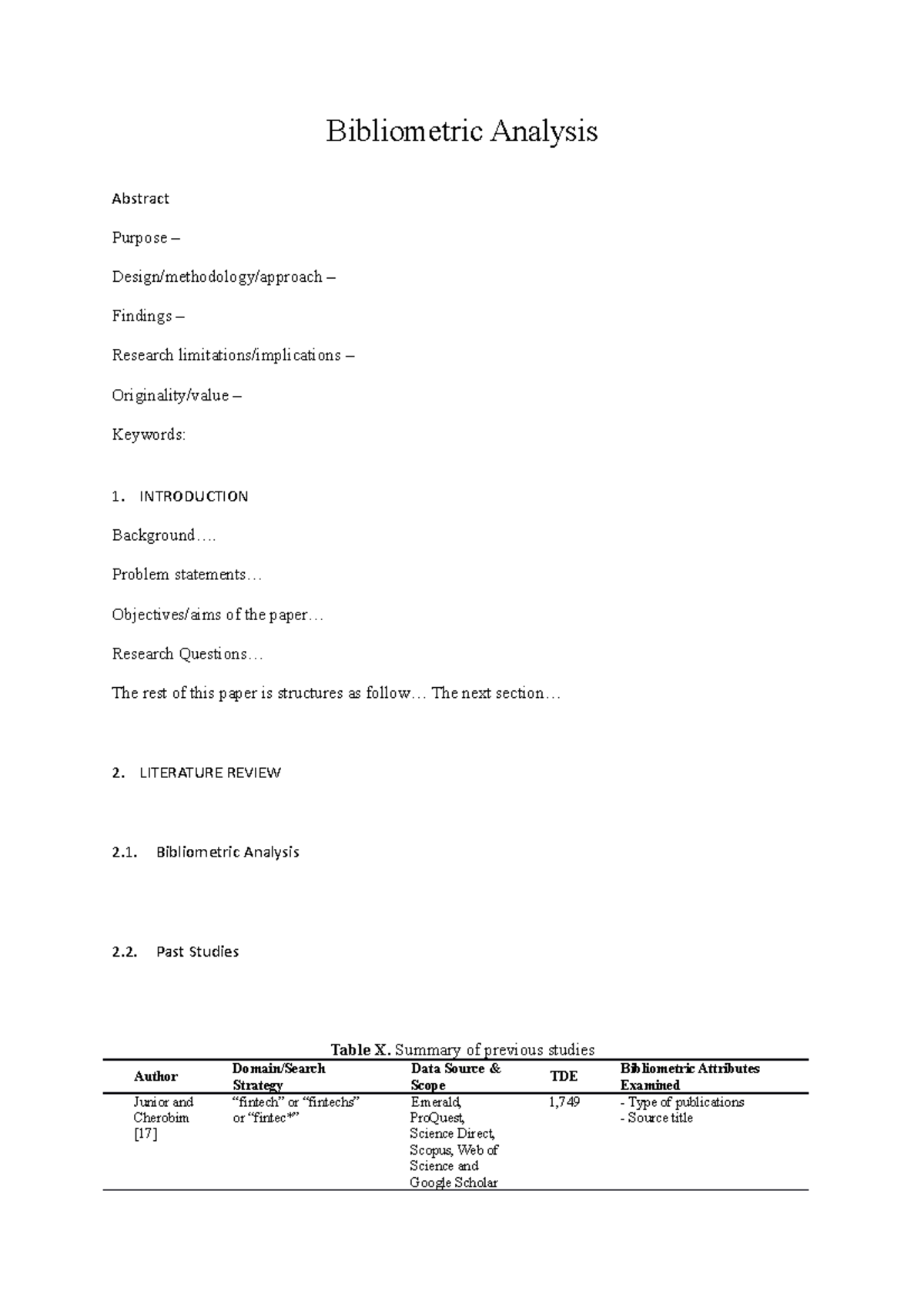 Bibliometric Analysis Today - Bibliometric Analysis Abstract Purpose ...