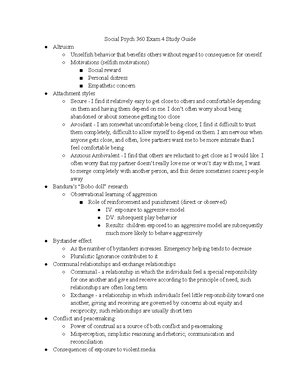 Social Psych Exam 1 - Exam 1 Study Guide - Psych 360 Social Psychology ...