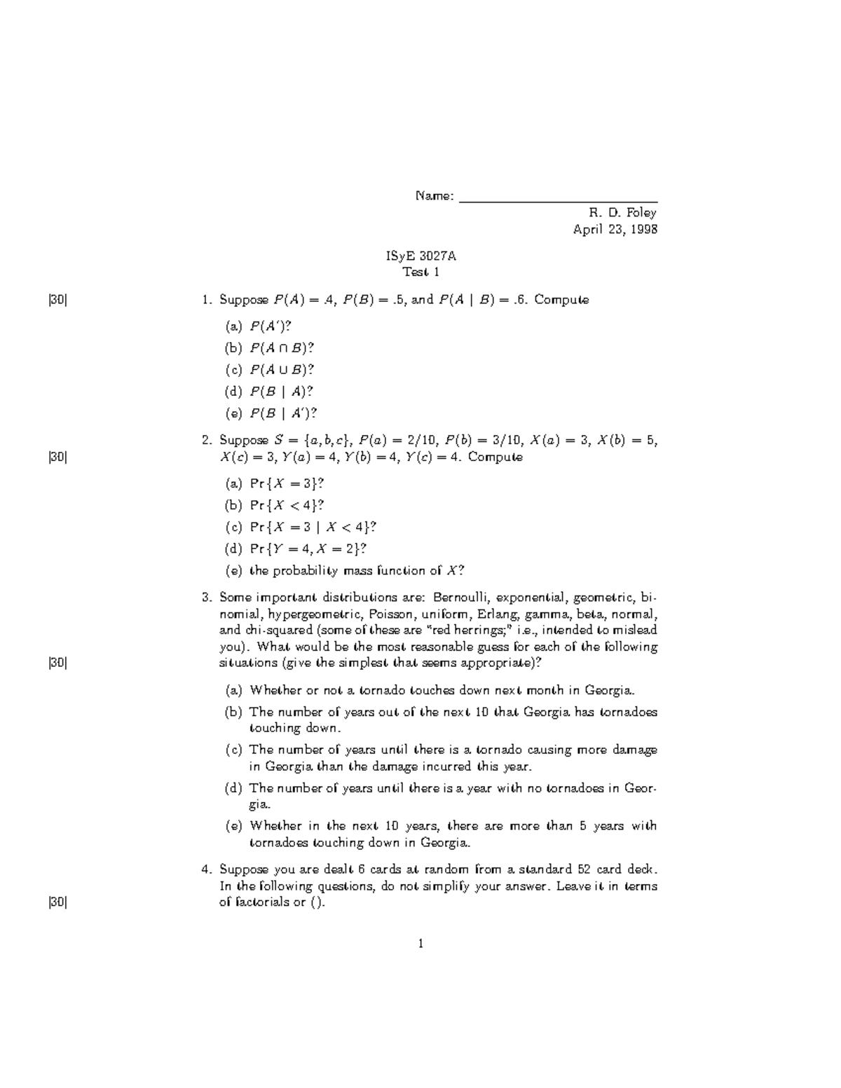 SP98 Test 1 - Practice Tests - Ih R) S 9 A Yr 6 Vy !" ((' DT @ " !& Ur ...