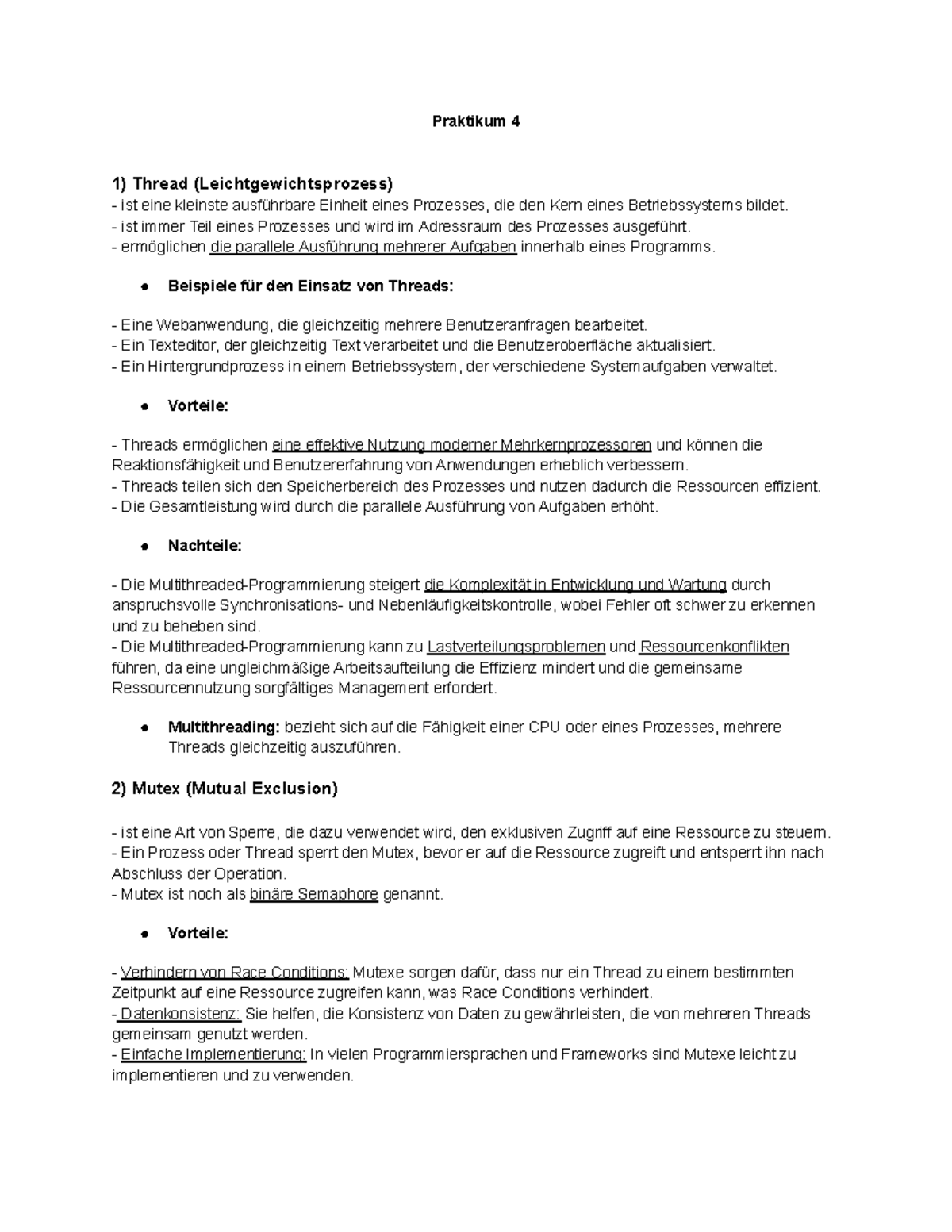 Praktikum 4-Betriebssystem - Praktikum 4 1) Thread ...
