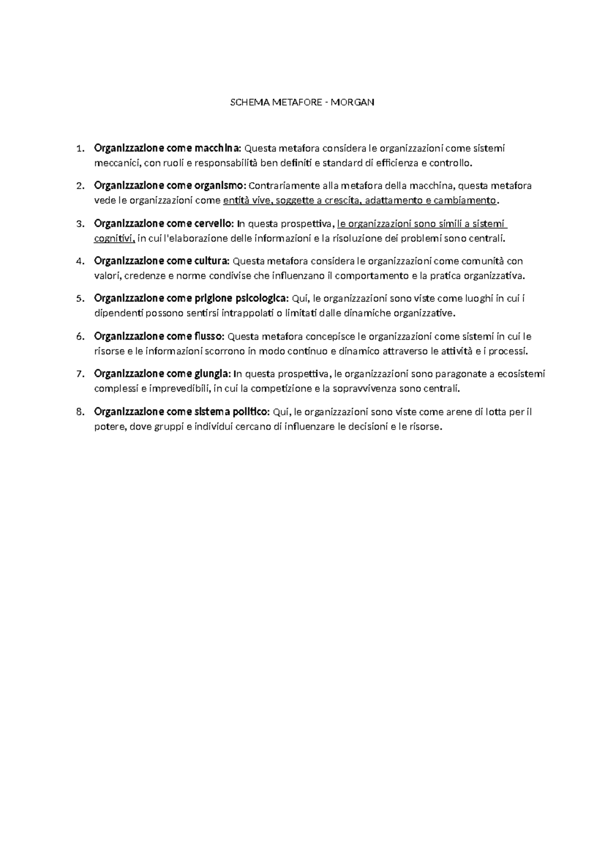 Schema Metafore - images - SCHEMA METAFORE - MORGAN Organizzazione come ...