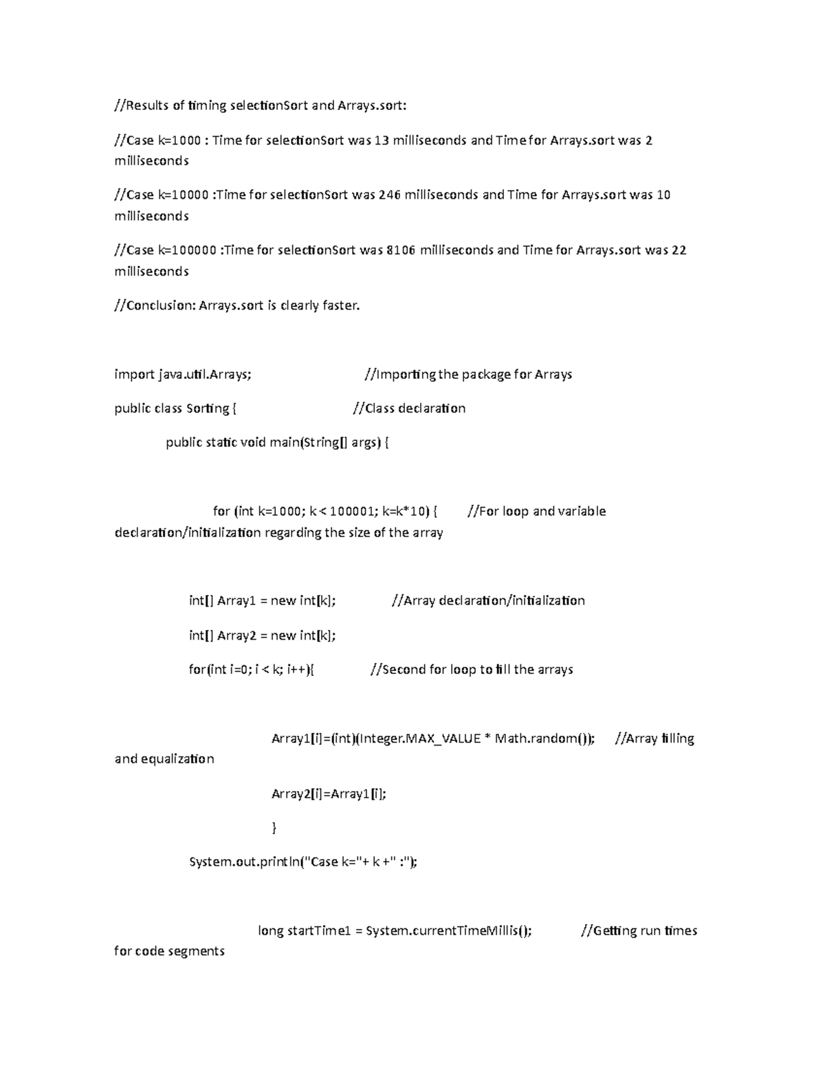 CS 1103Assignment Unit 1 Random Sentences //Results of timing