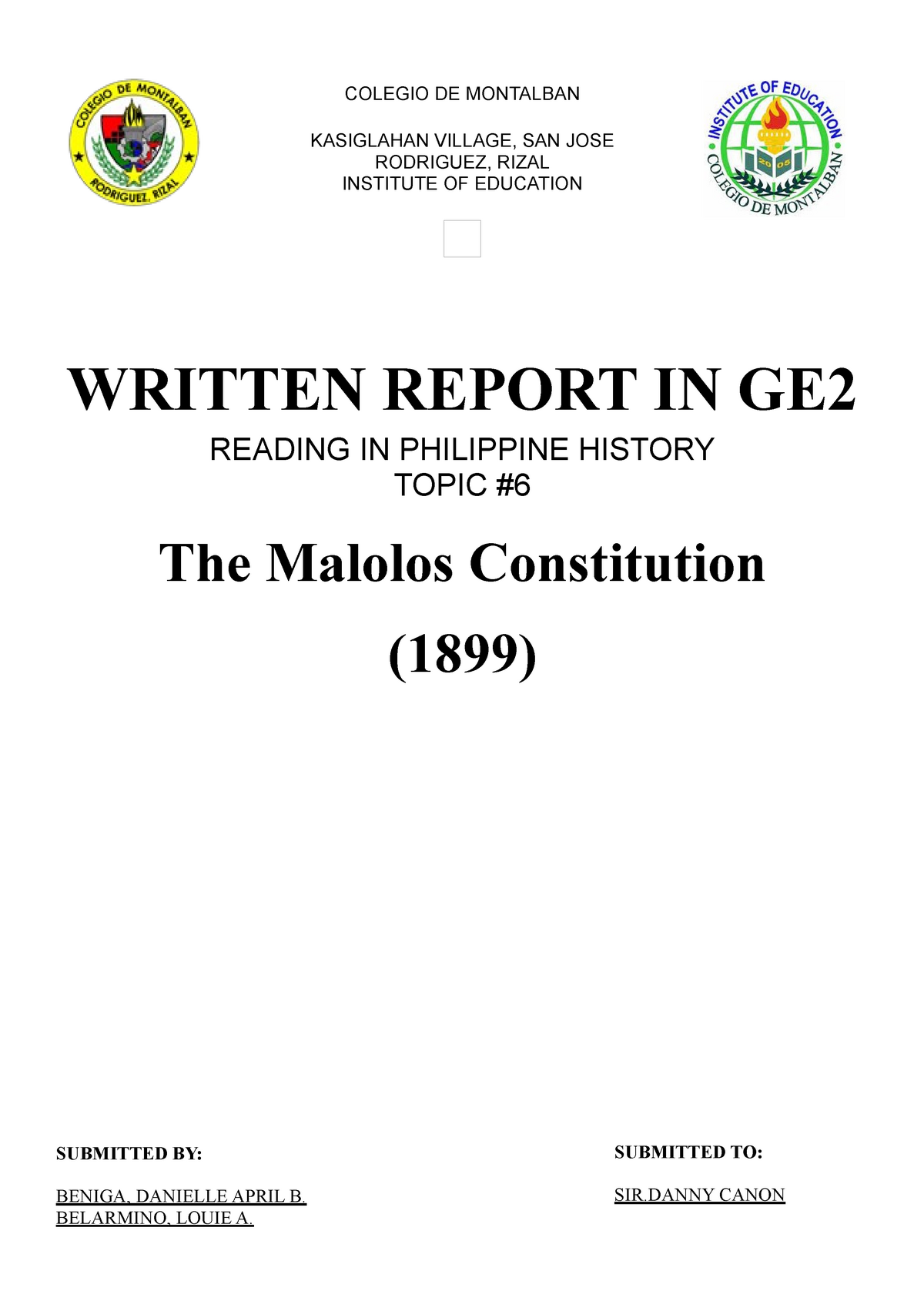 essay about malolos constitution