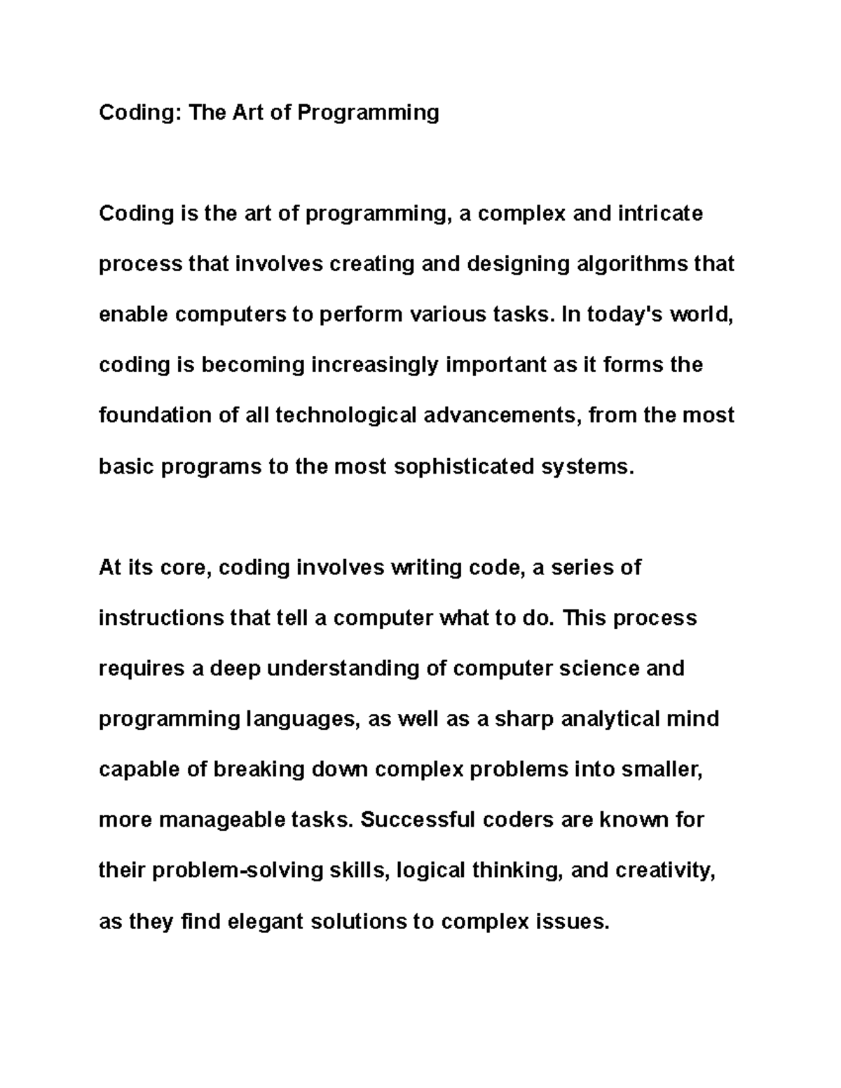 The Art of Programming - Coding: The Art of Programming Coding is the ...