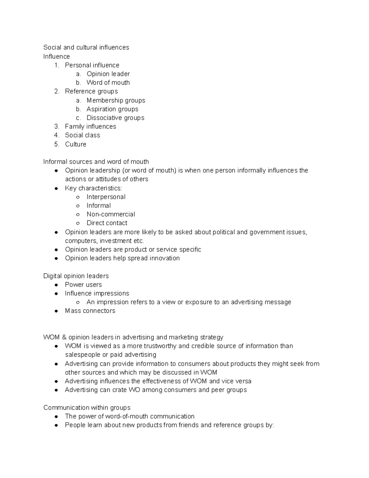 Week 11 - Lecture notes - Social and cultural influences Influence 1 ...