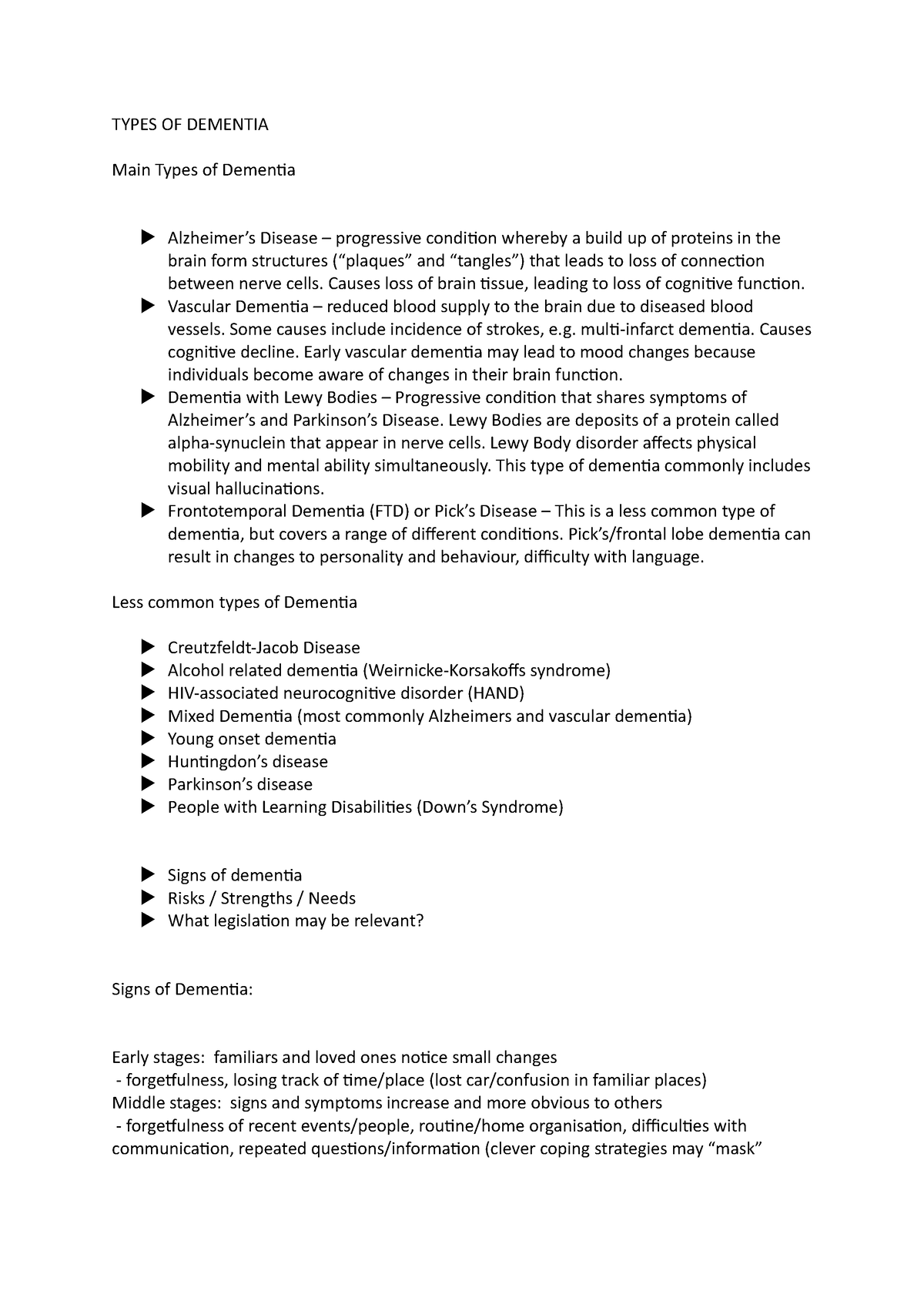 Types OF Dementia TYPES OF DEMENTIA Main Types Of Dementia U   Thumb 1200 1698 