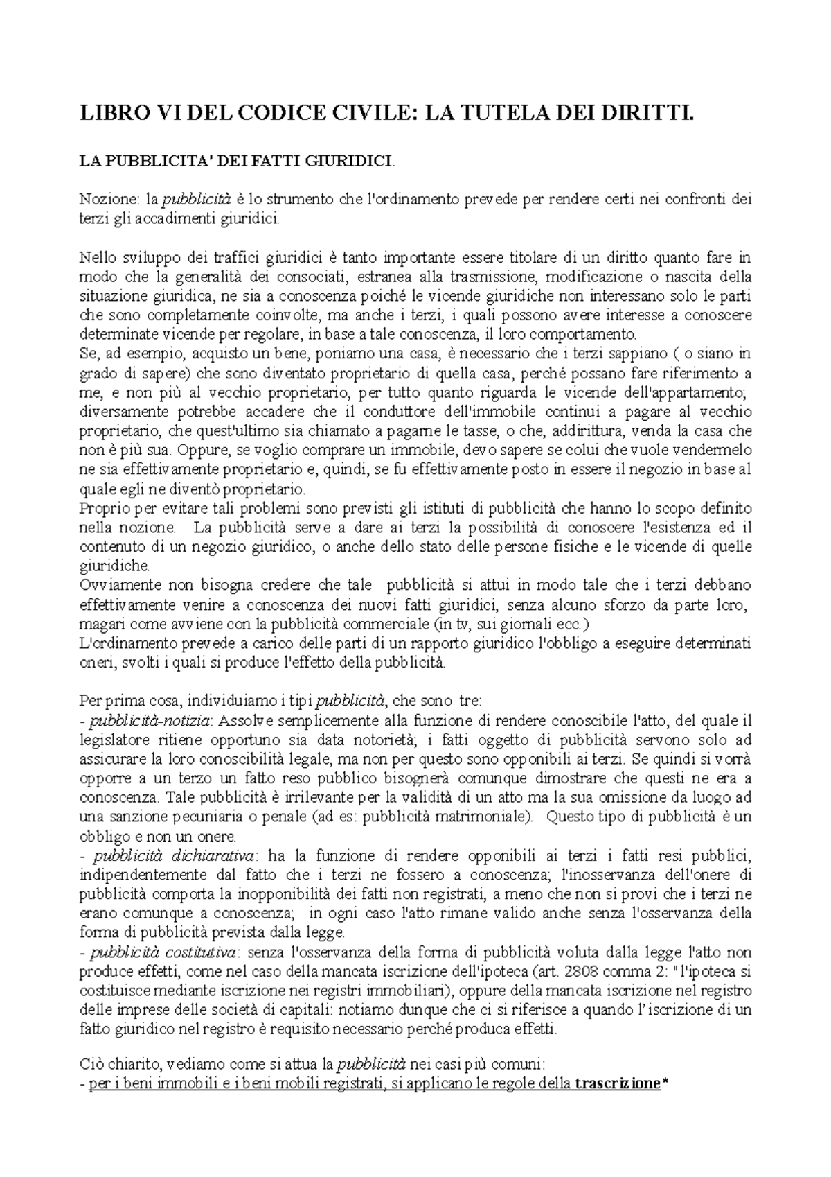 Libro VI Codice Civile Alpa LIBRO VI DEL CODICE CIVILE LA TUTELA DEI DIRITTI. LA PUBBLICITA