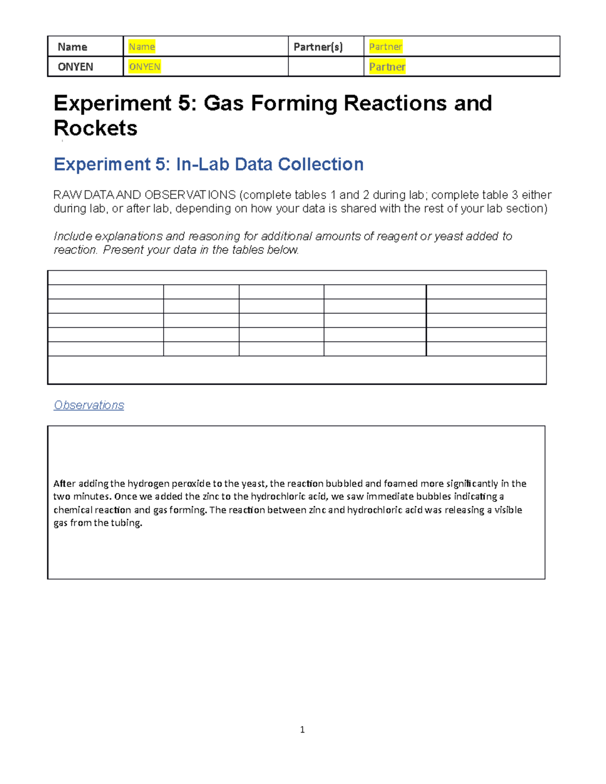 chemistry coursework experiment 5