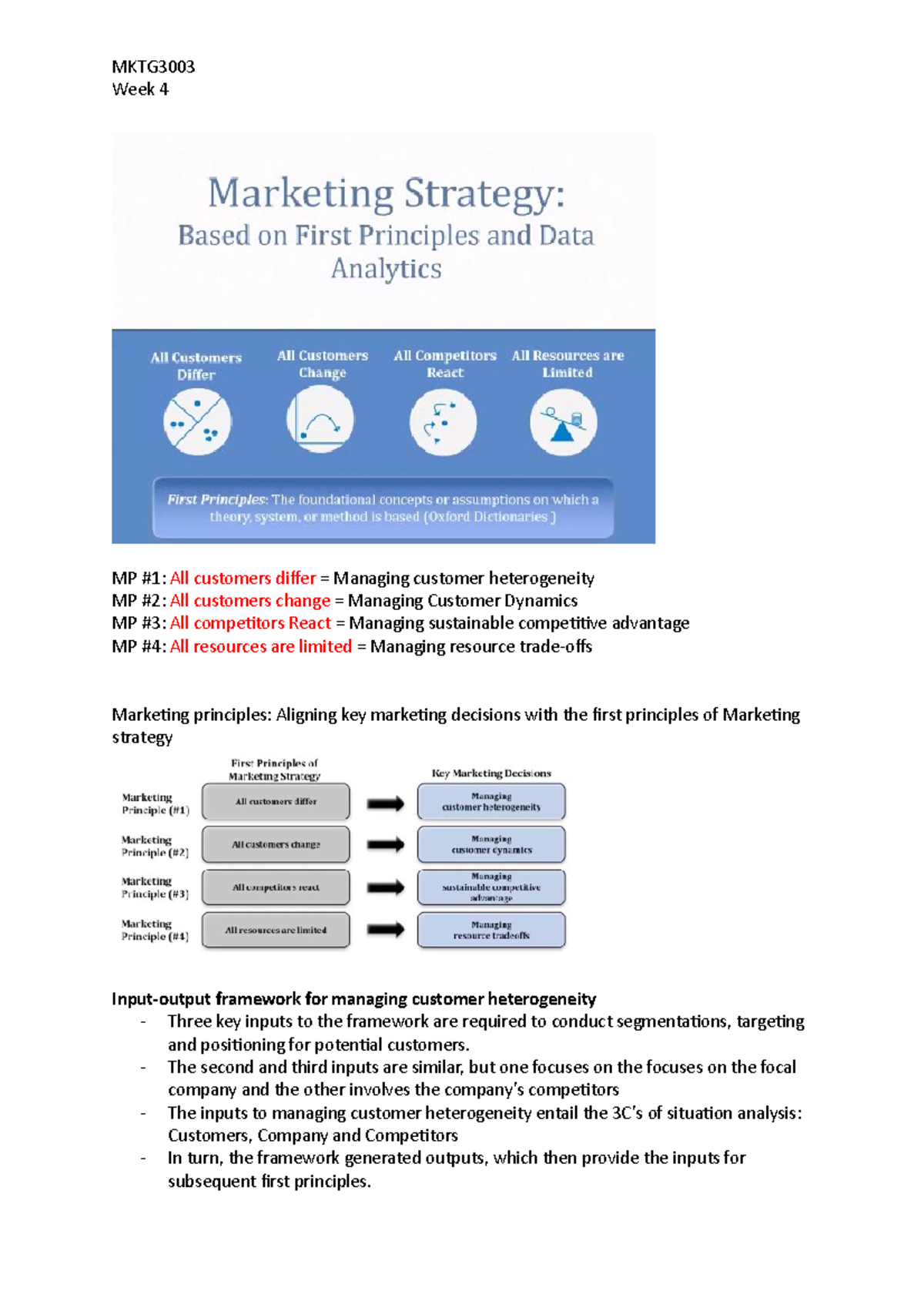 MKTG3003 Week 4 - Lecture notes 4 - Week 4 MP #1: All customers differ ...