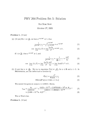 PHY264 Pset0 Solution - PHY 264 Problem Set 0 Solution Rui Xian Siew ...