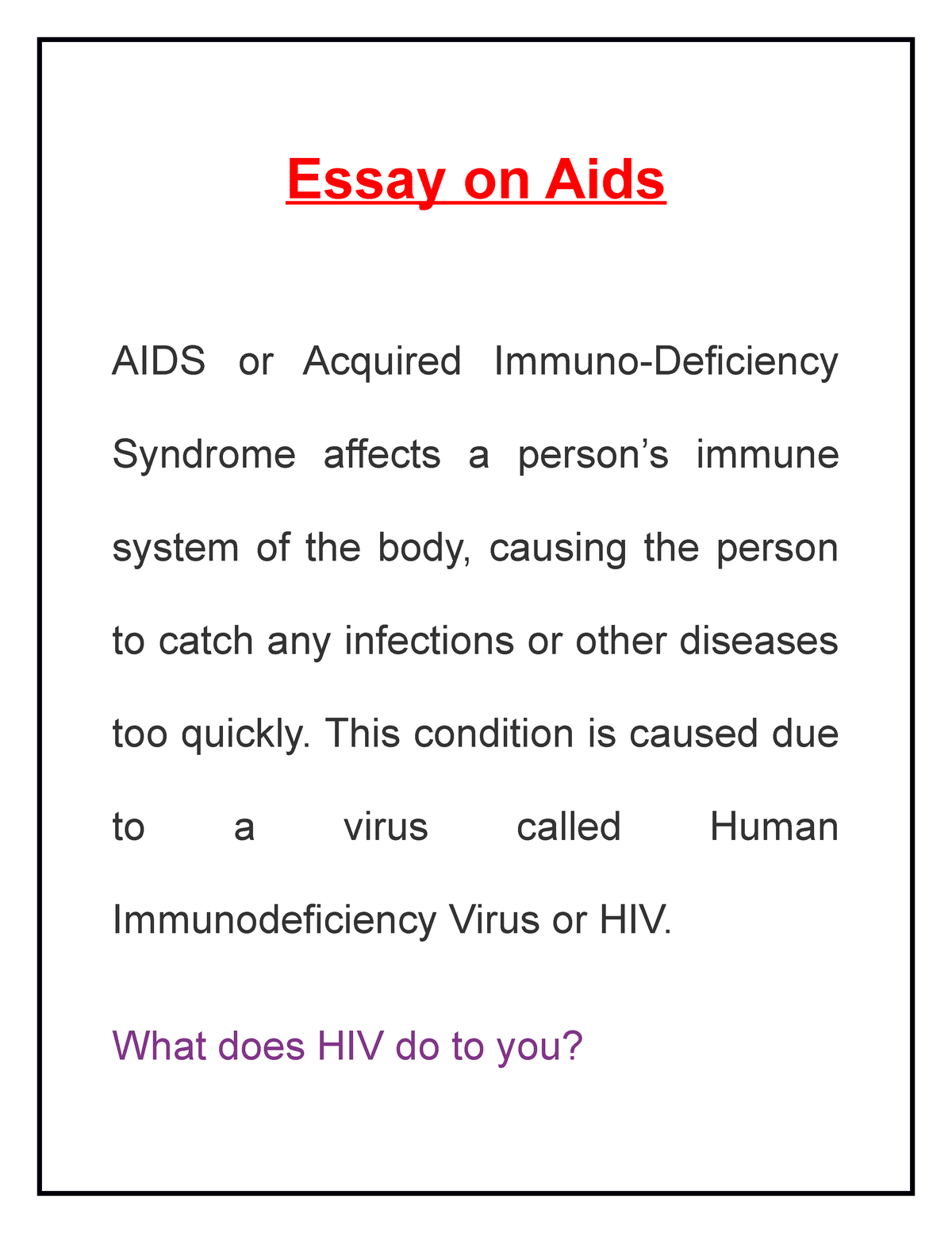 hiv aids essay conclusion