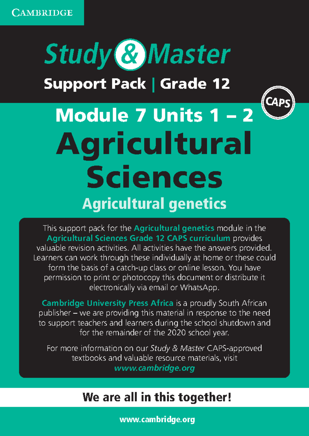 Study Master Gr12 Agri Scienc Agricultural genetics 1 - ####### PASS ...